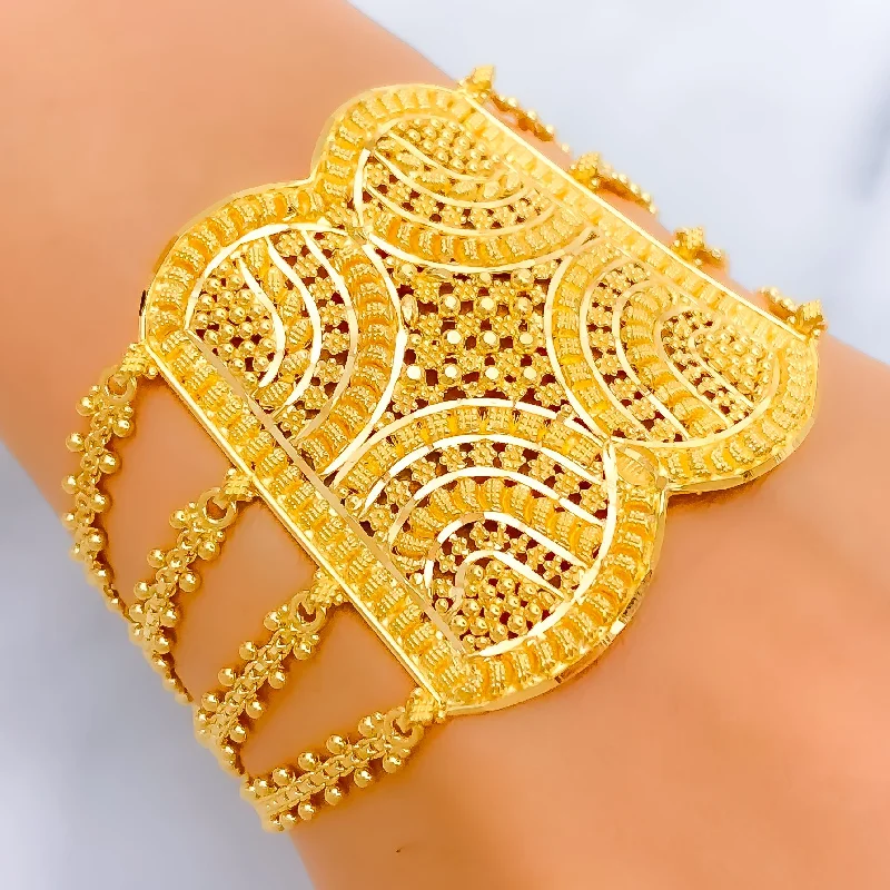 Diamond bangles for women -Posh Refined 22k Gold Statement Bracelet