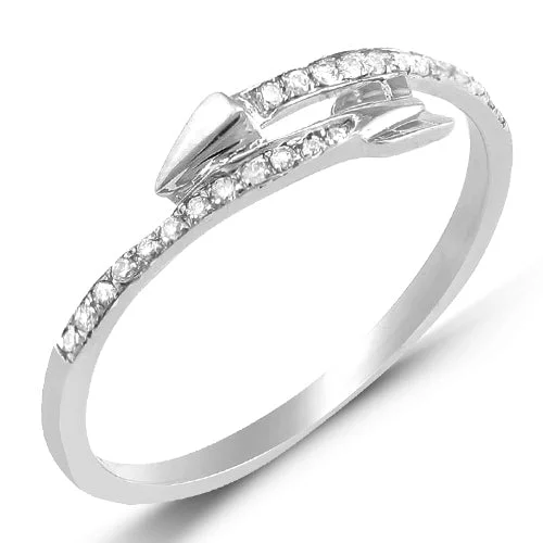 Modern solitaire engagement rings for women -14KW 0.15CTW DIAMOND DESIGNER ARROW RING